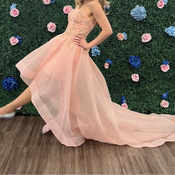 not sherri hill!!! gorgeous soft pink high low dress - Picture 3 of 4